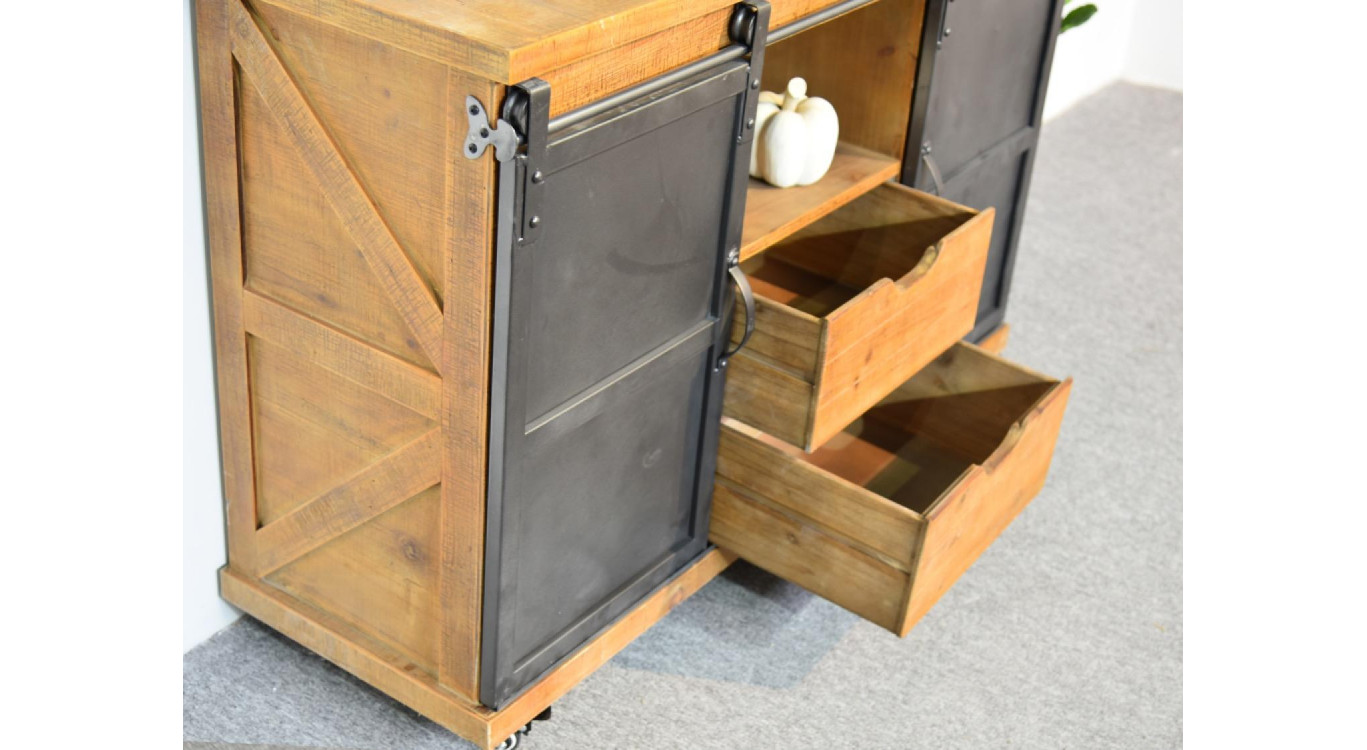 Anrichte mit 2 Schubladen Holz, Metall Braun 120x40x80cm