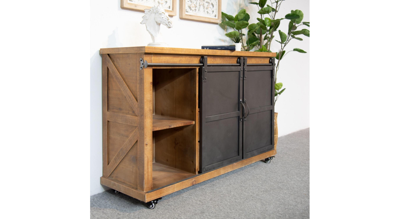 Anrichte mit 2 Schubladen Holz, Metall Braun 120x40x80cm