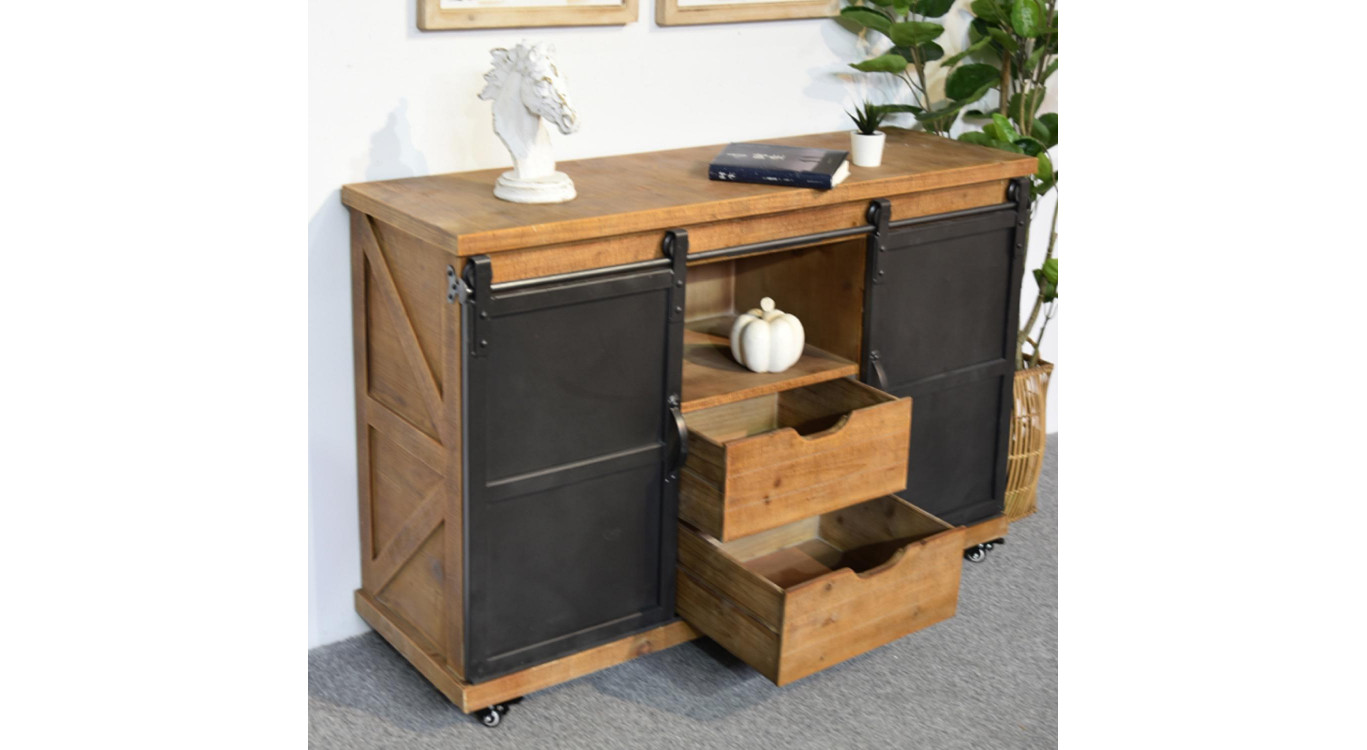 Anrichte mit 2 Schubladen Holz, Metall Braun 120x40x80cm