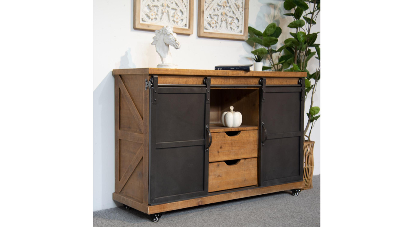 Anrichte mit 2 Schubladen Holz, Metall Braun 120x40x80cm