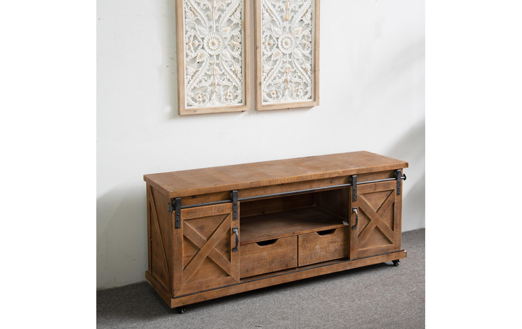 TV-Möbel mit 2 Schubladen Holz Braun 140x40x60cm