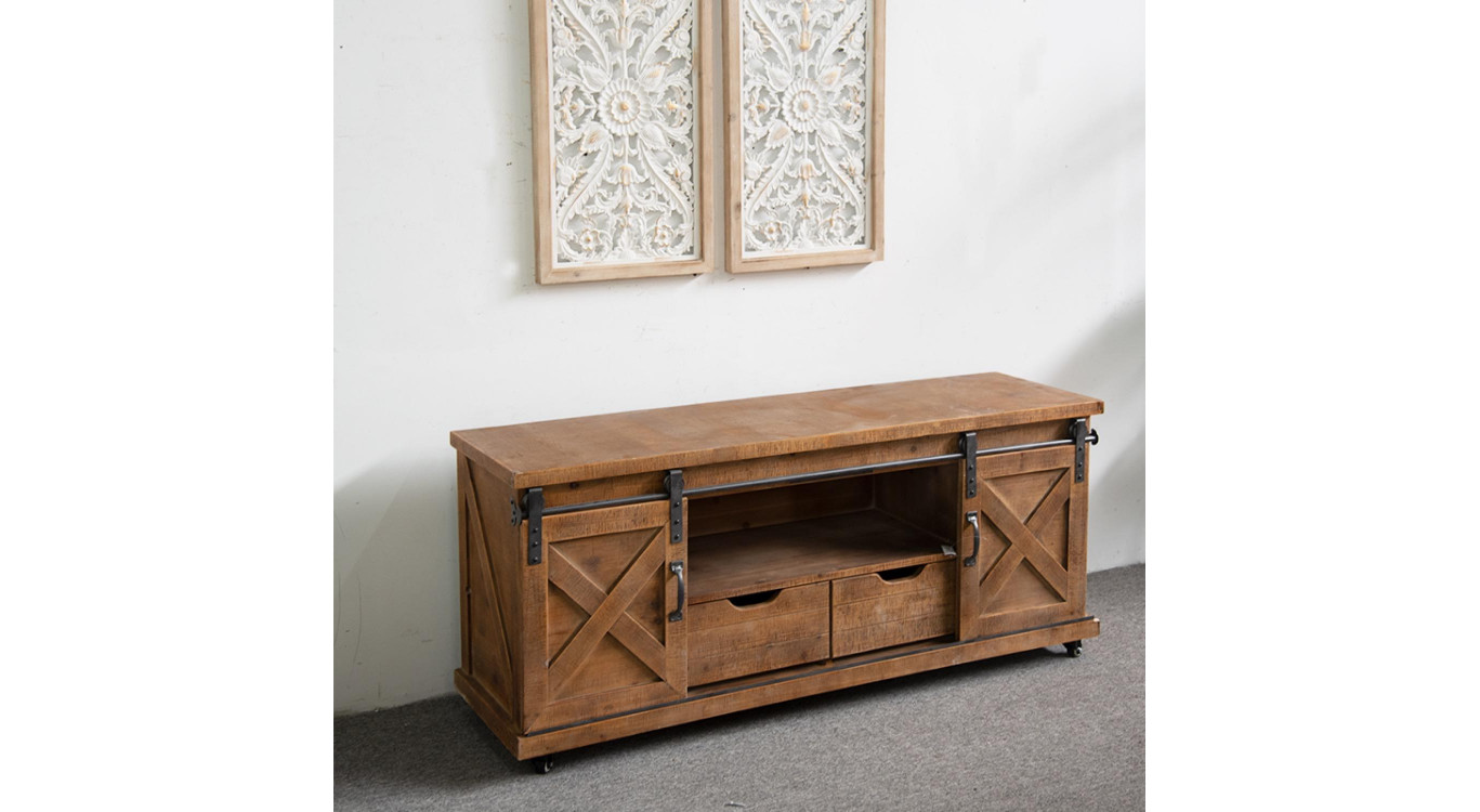TV-Möbel mit 2 Schubladen Holz Braun 140x40x60cm