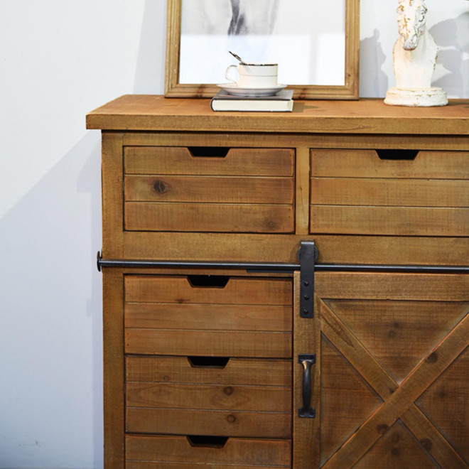 Buffet 5 Tiroirs Bois Marron 79x42x85.5cm