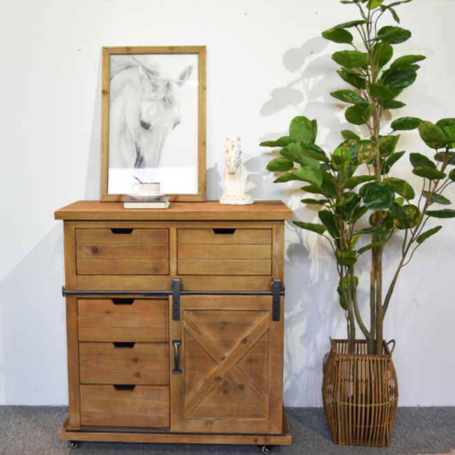 Buffet 5 Tiroirs Bois Marron 79x42x85.5cm