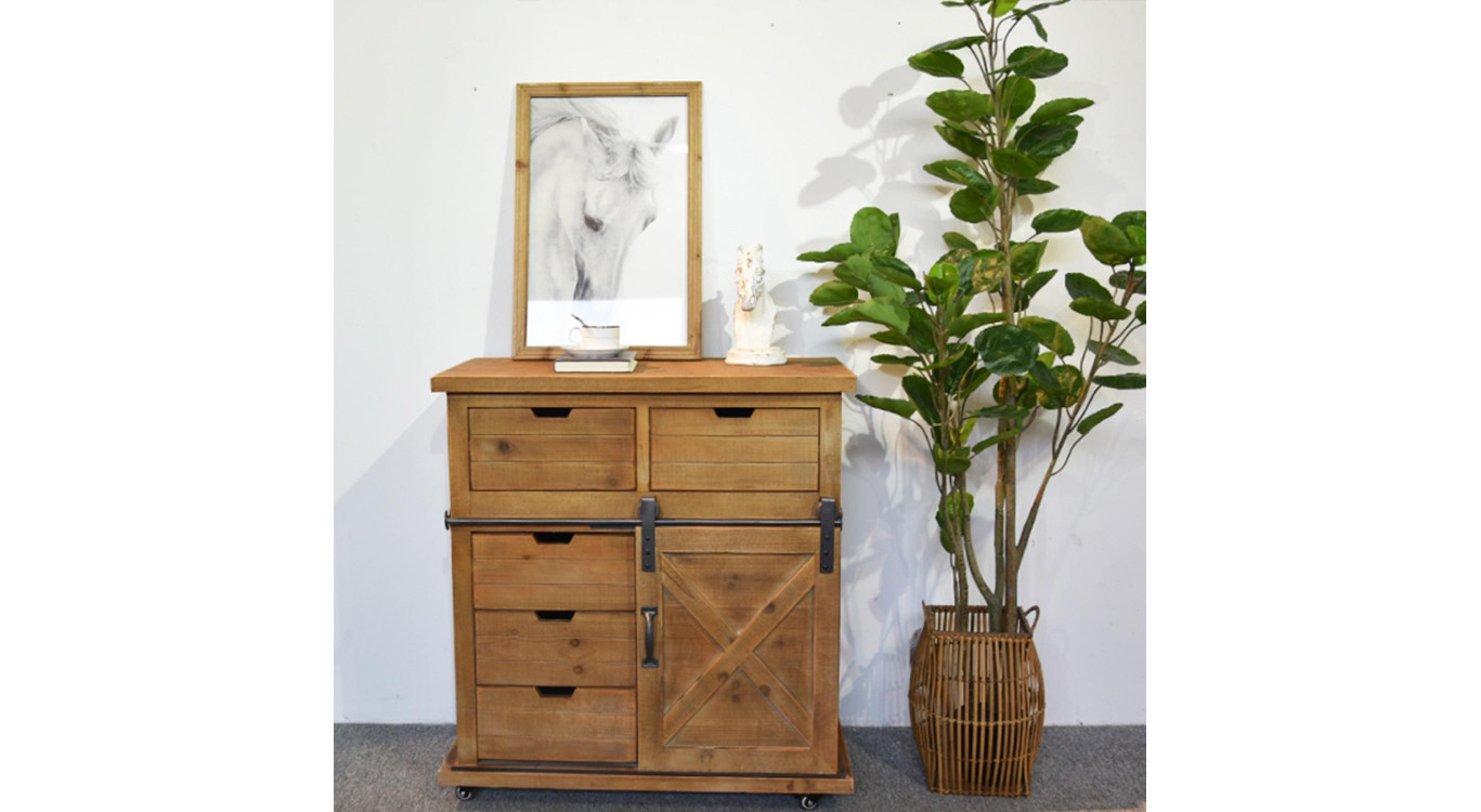 Buffet 5 Tiroirs Bois Marron 79x42x85.5cm
