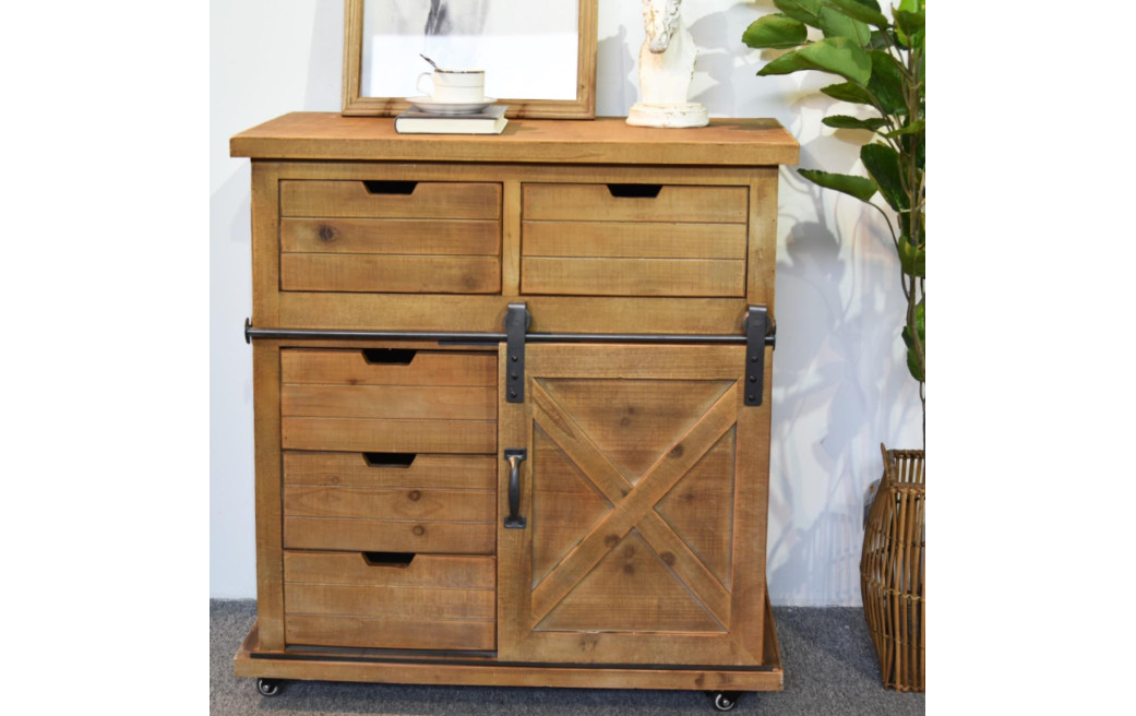 Buffet 5 Tiroirs Bois Marron 79x42x85.5cm