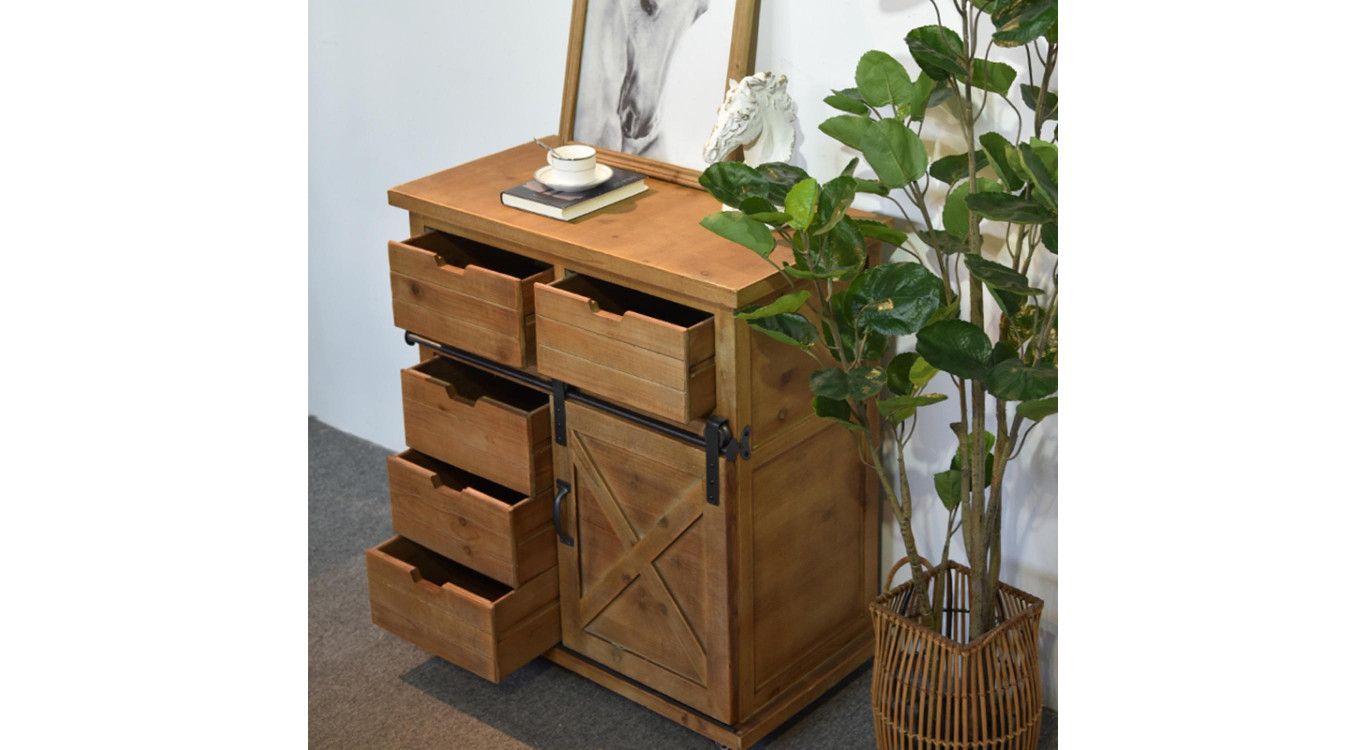 Buffet 5 Tiroirs Bois Marron 79x42x85.5cm