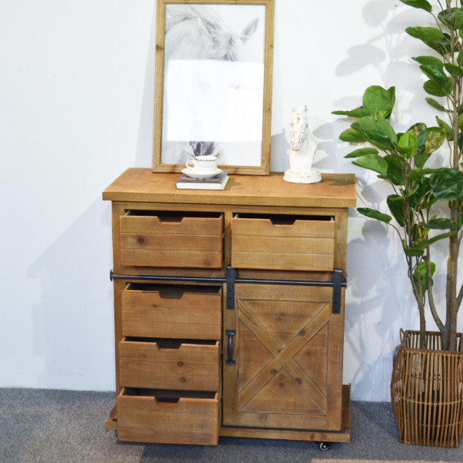 Buffet 5 Tiroirs Bois Marron 79x42x85.5cm