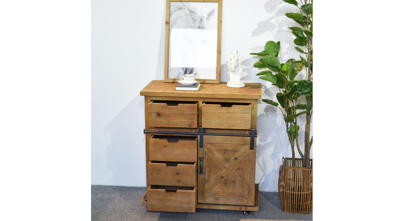 Buffet 5 Tiroirs Bois Marron 79x42x85.5cm