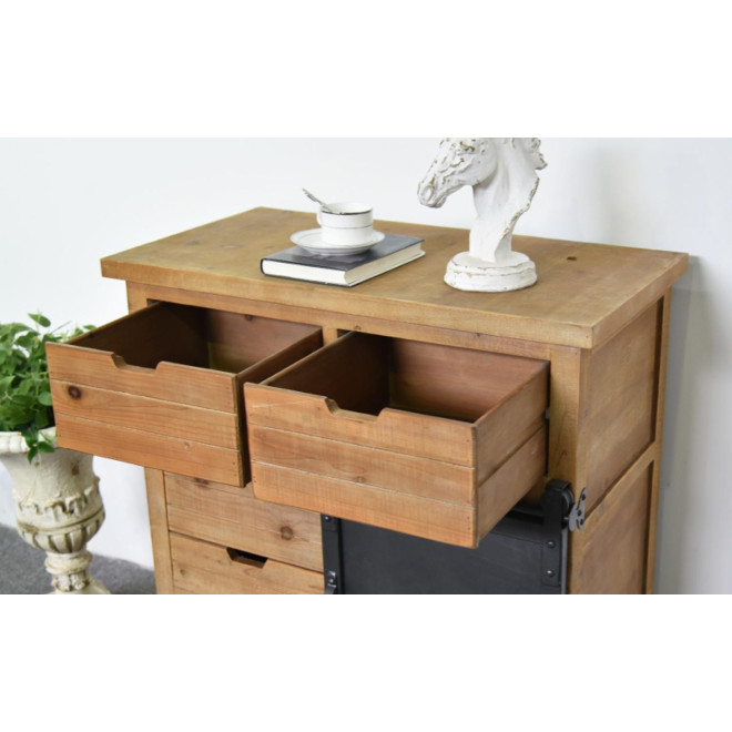 Buffet 5 Tiroirs Bois, Métal Marron 79x42x85.5cm