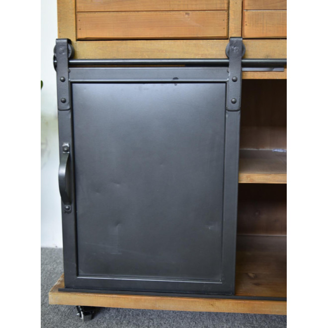 Buffet 5 Tiroirs Bois, Métal Marron 79x42x85.5cm
