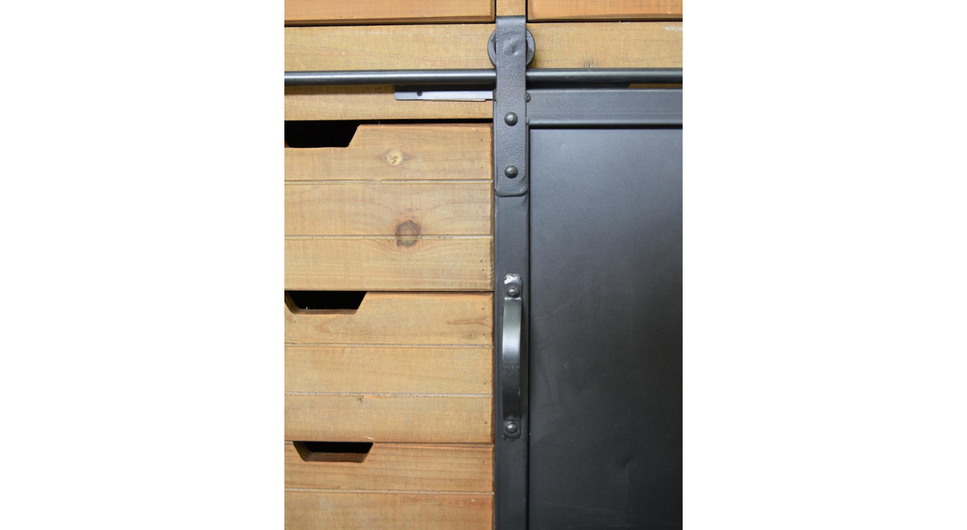 Buffet 5 Tiroirs Bois, Métal Marron 79x42x85.5cm