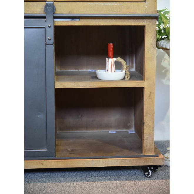 Buffet 5 Tiroirs Bois, Métal Marron 79x42x85.5cm