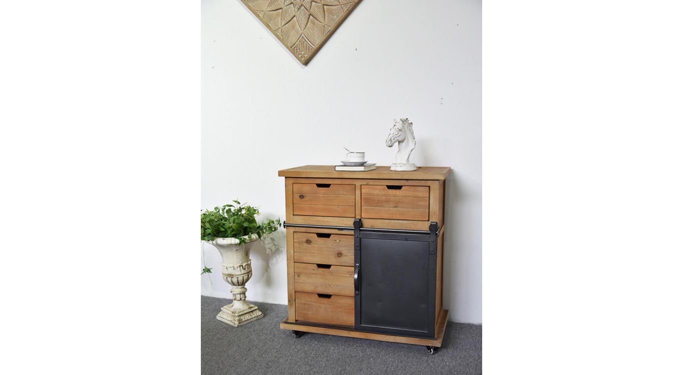 Anrichte mit 5 Schubladen Holz, Metall Braun 79x42x85.5cm