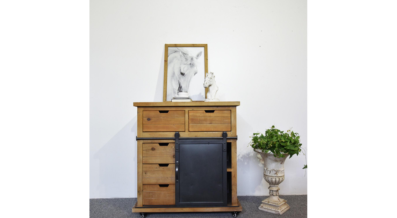 Anrichte mit 5 Schubladen Holz, Metall Braun 79x42x85.5cm