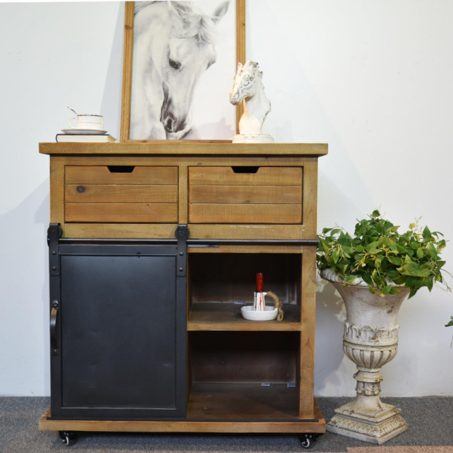 Buffet 5 Tiroirs Bois, Métal Marron 79x42x85.5cm