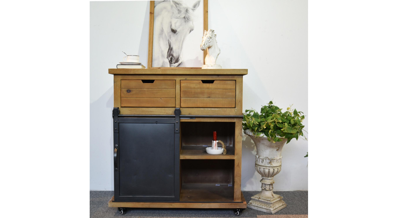 Buffet 5 Tiroirs Bois, Métal Marron 79x42x85.5cm