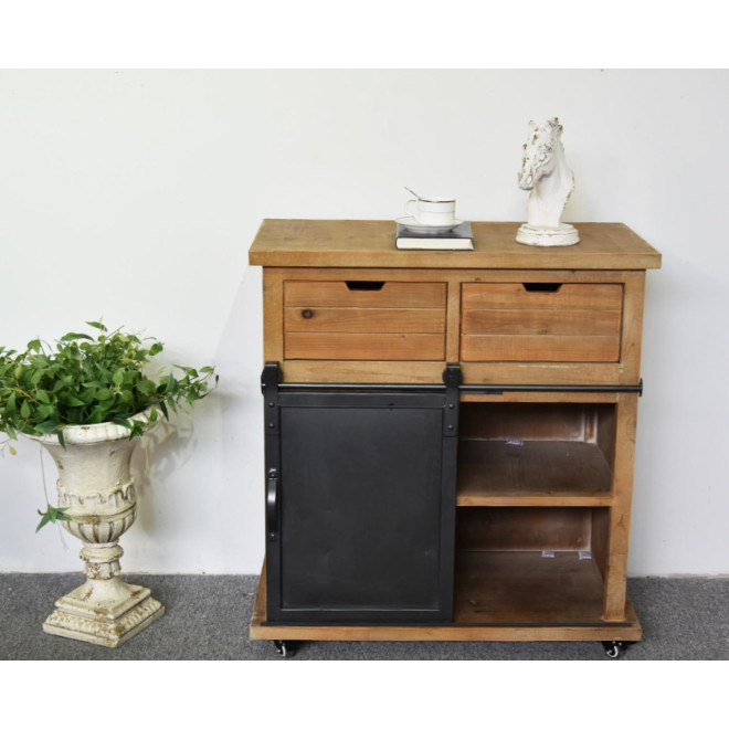 Buffet 5 Tiroirs Bois, Métal Marron 79x42x85.5cm
