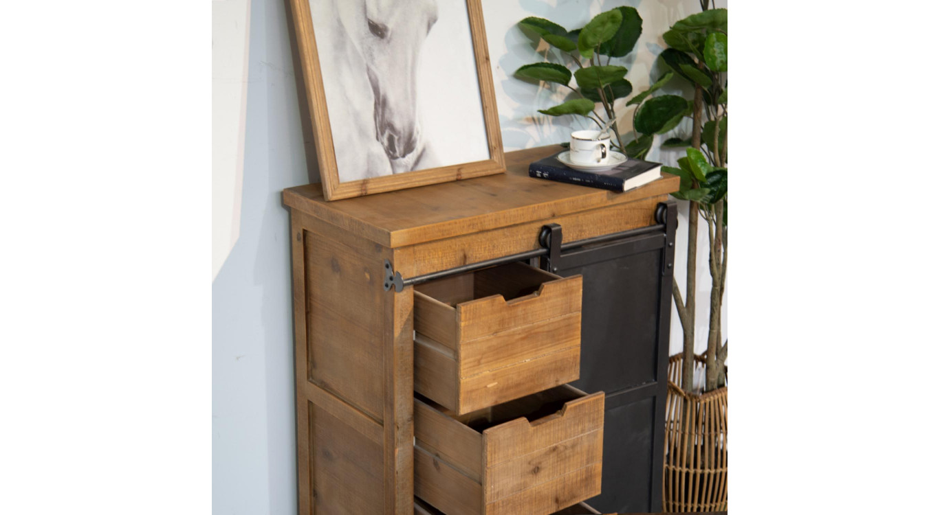 Anrichte mit 3 Schubladen Holz, Metall Braun 68x38x84cm