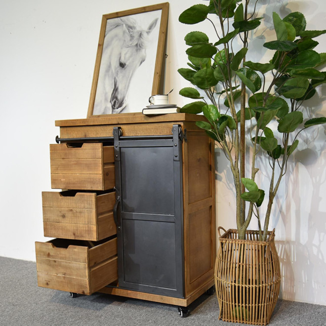 Anrichte mit 3 Schubladen Holz, Metall Braun 68x38x84cm