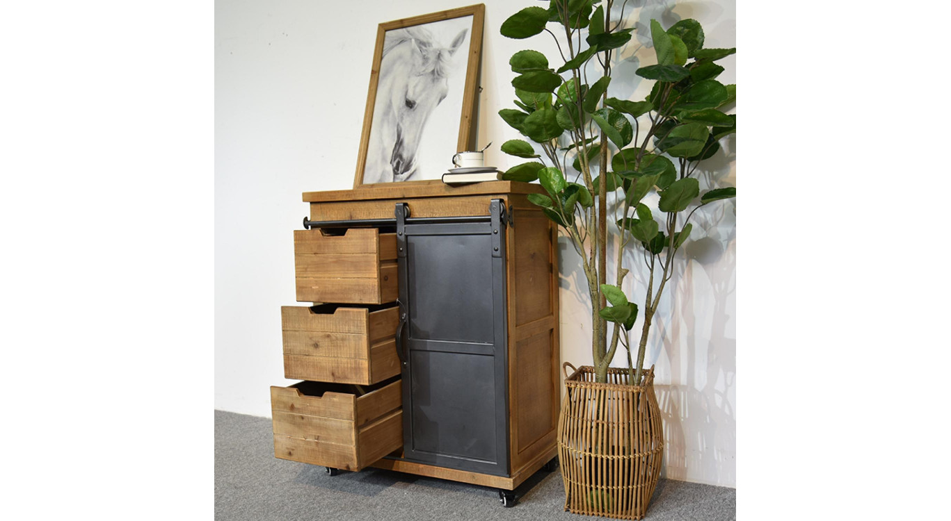 Anrichte mit 3 Schubladen Holz, Metall Braun 68x38x84cm