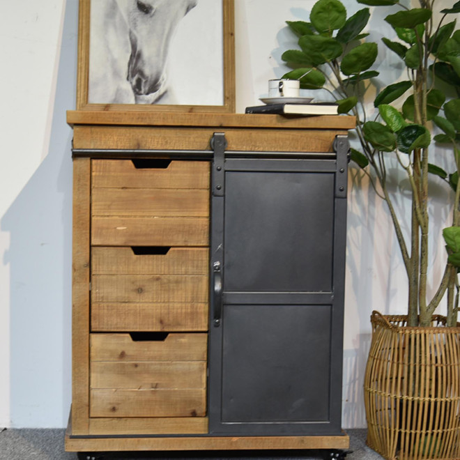 Anrichte mit 3 Schubladen Holz, Metall Braun 68x38x84cm