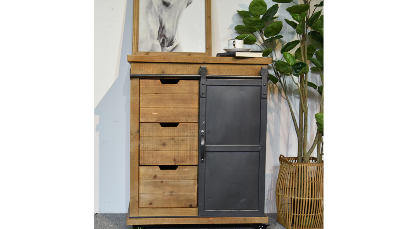 Anrichte mit 3 Schubladen Holz, Metall Braun 68x38x84cm