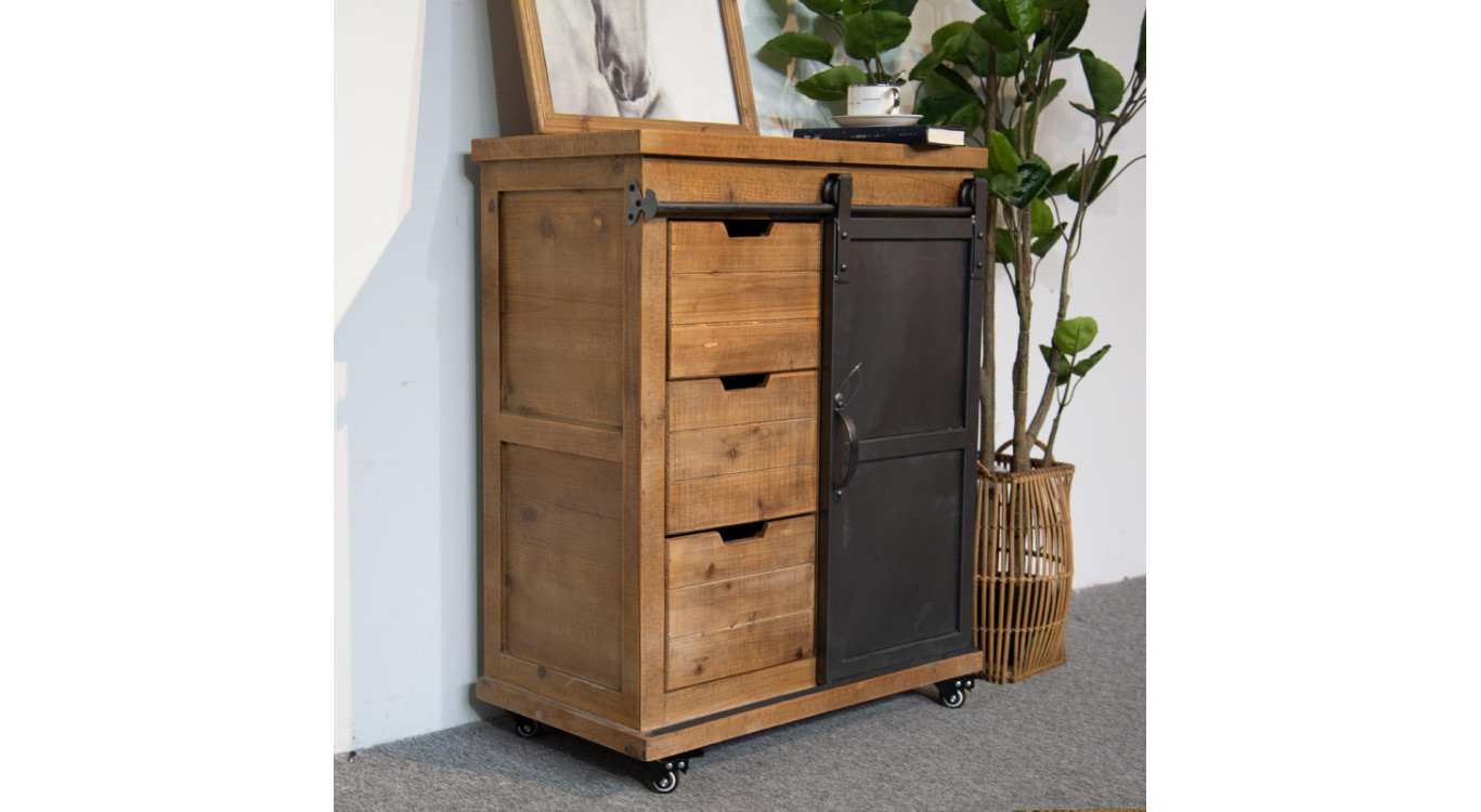 Anrichte mit 3 Schubladen Holz, Metall Braun 68x38x84cm