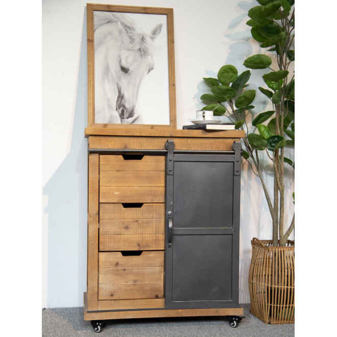 Anrichte mit 3 Schubladen Holz, Metall Braun 68x38x84cm