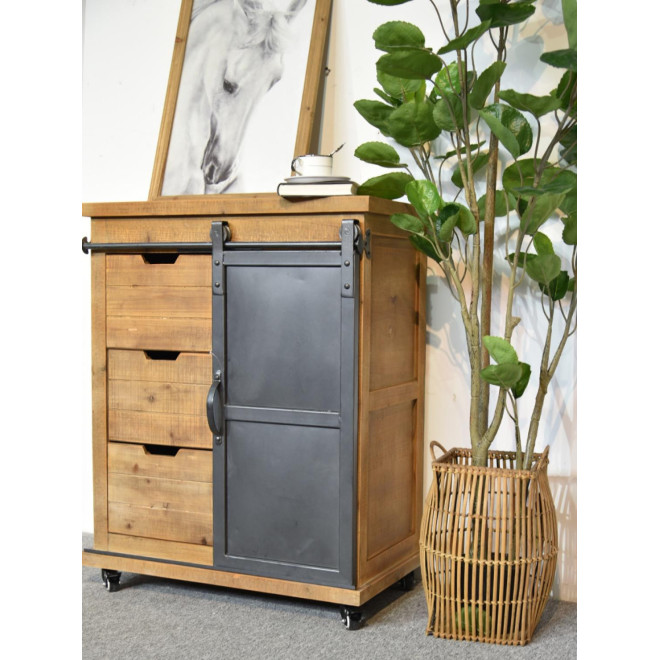 Anrichte mit 3 Schubladen Holz, Metall Braun 68x38x84cm