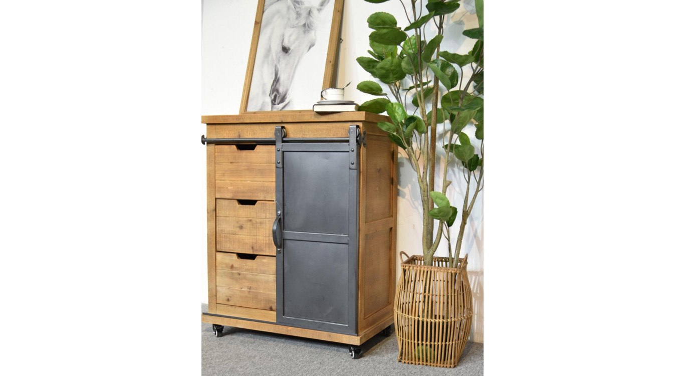 Anrichte mit 3 Schubladen Holz, Metall Braun 68x38x84cm