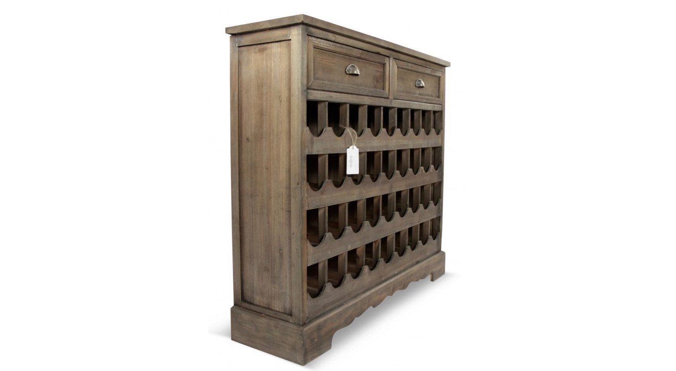Weinaufbewahrungsschrank Holz 2 Schubladen 108.5x30.5x98.5cm