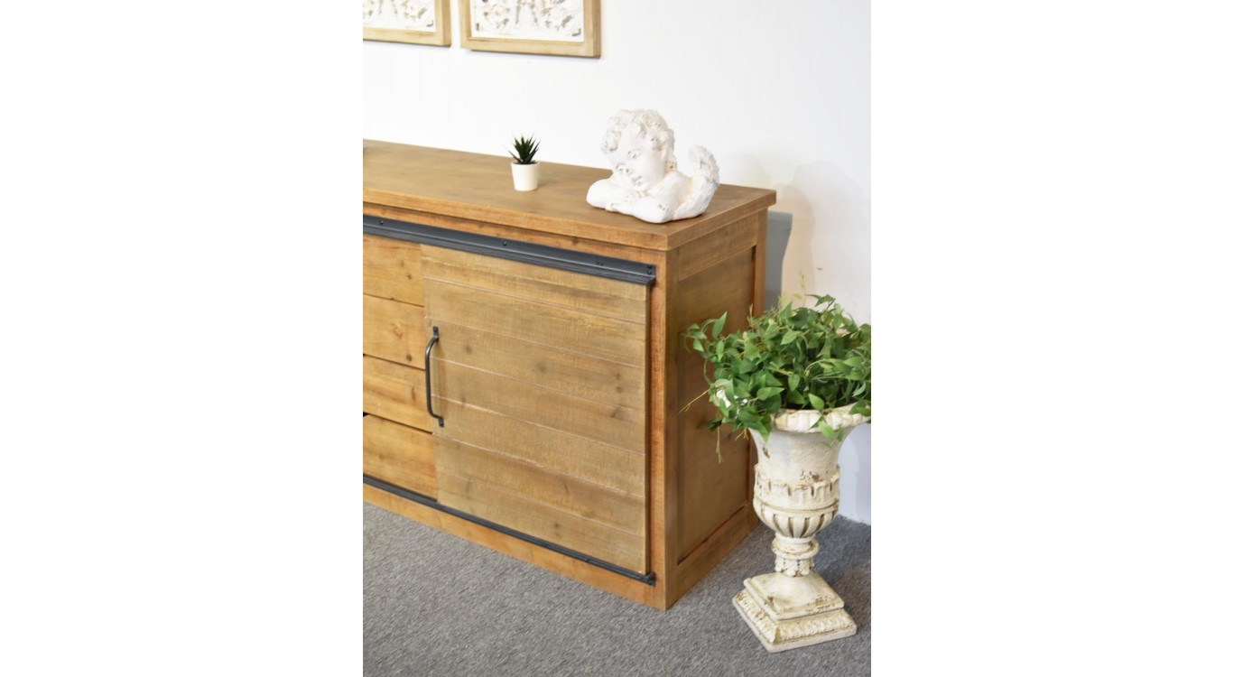 Buffet 4 Tiroirs Bois Marron 180x80x45cm