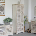 Cassettiera 2 cassetti in legno bianco 60x36x160cm