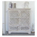 Credenza a 2 cassetti in legno bianco 90x36x100cm