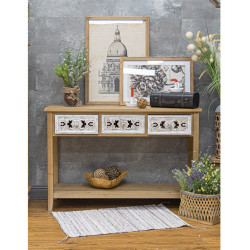 Console 3 Tiroirs Bois Marron 120x40x80cm