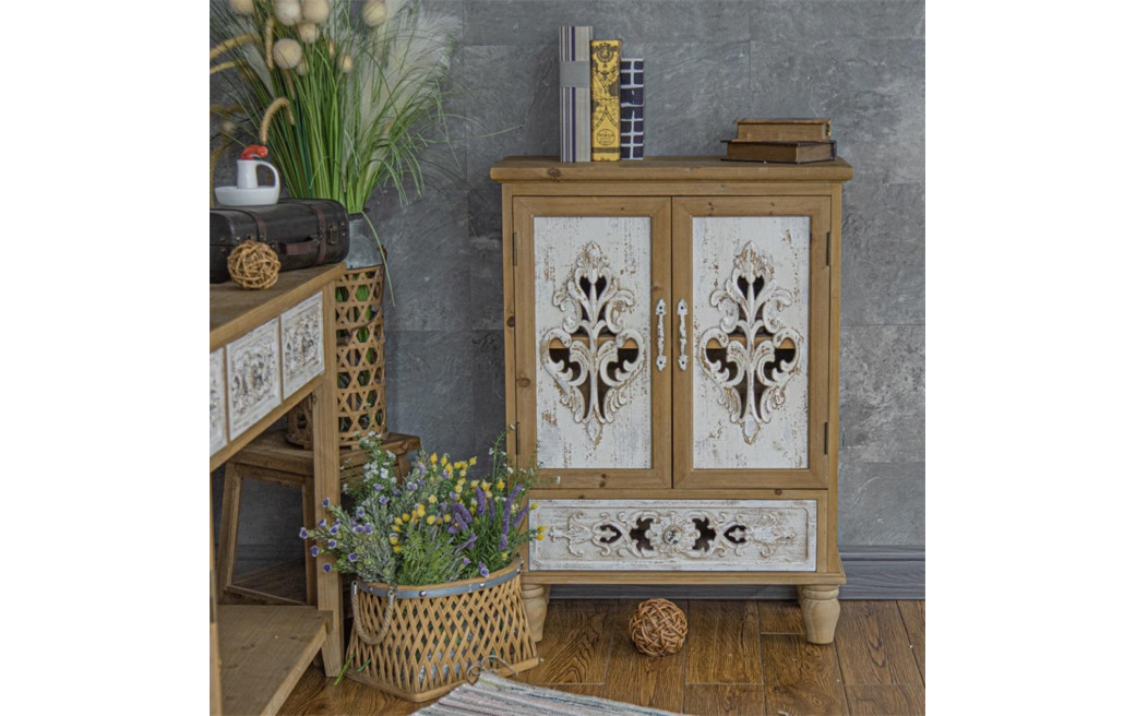 Buffet 1 Tiroir Bois Marron 70x35x96cm