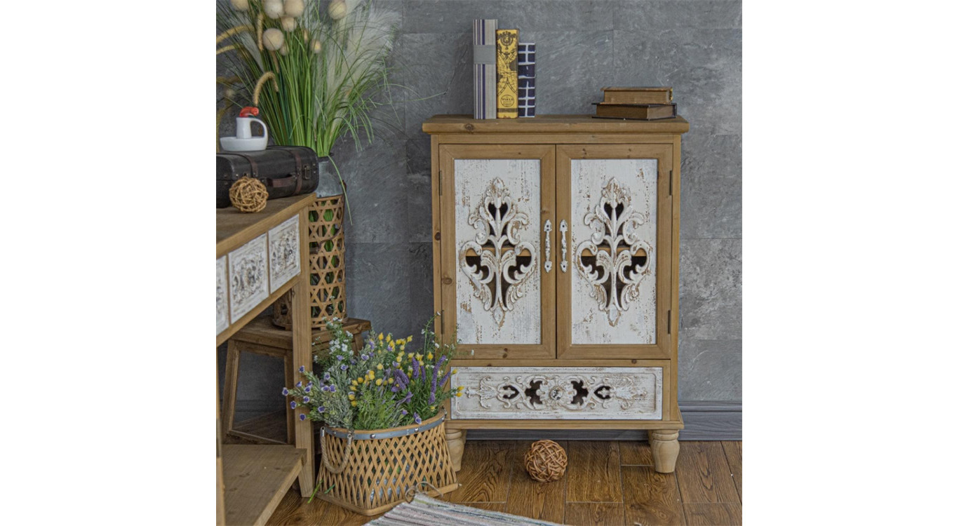 Sideboard 1 Schublade Holz Braun 70x35x96cm