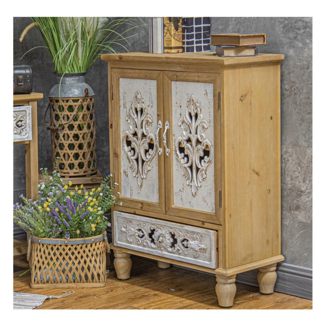 Sideboard 1 Schublade Holz Braun 70x35x96cm