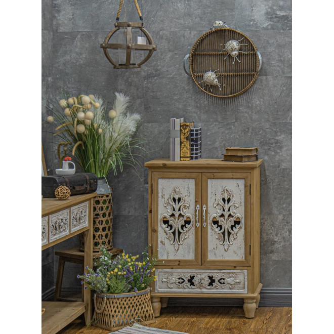 Sideboard 1 Schublade Holz Braun 70x35x96cm