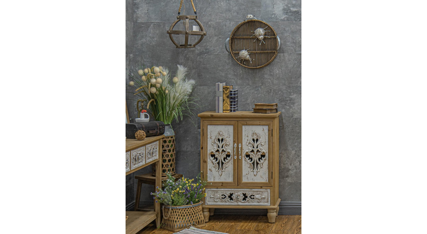 Buffet 1 Tiroir Bois Marron 70x35x96cm