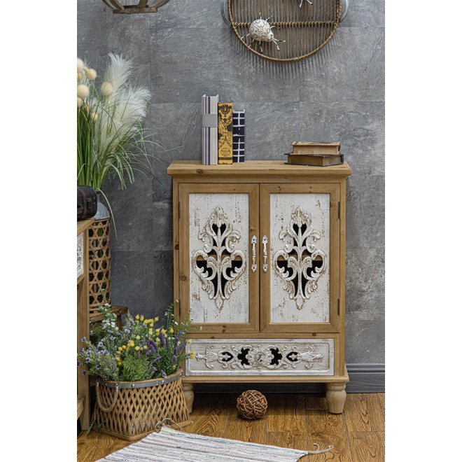 Sideboard 1 Schublade Holz Braun 70x35x96cm