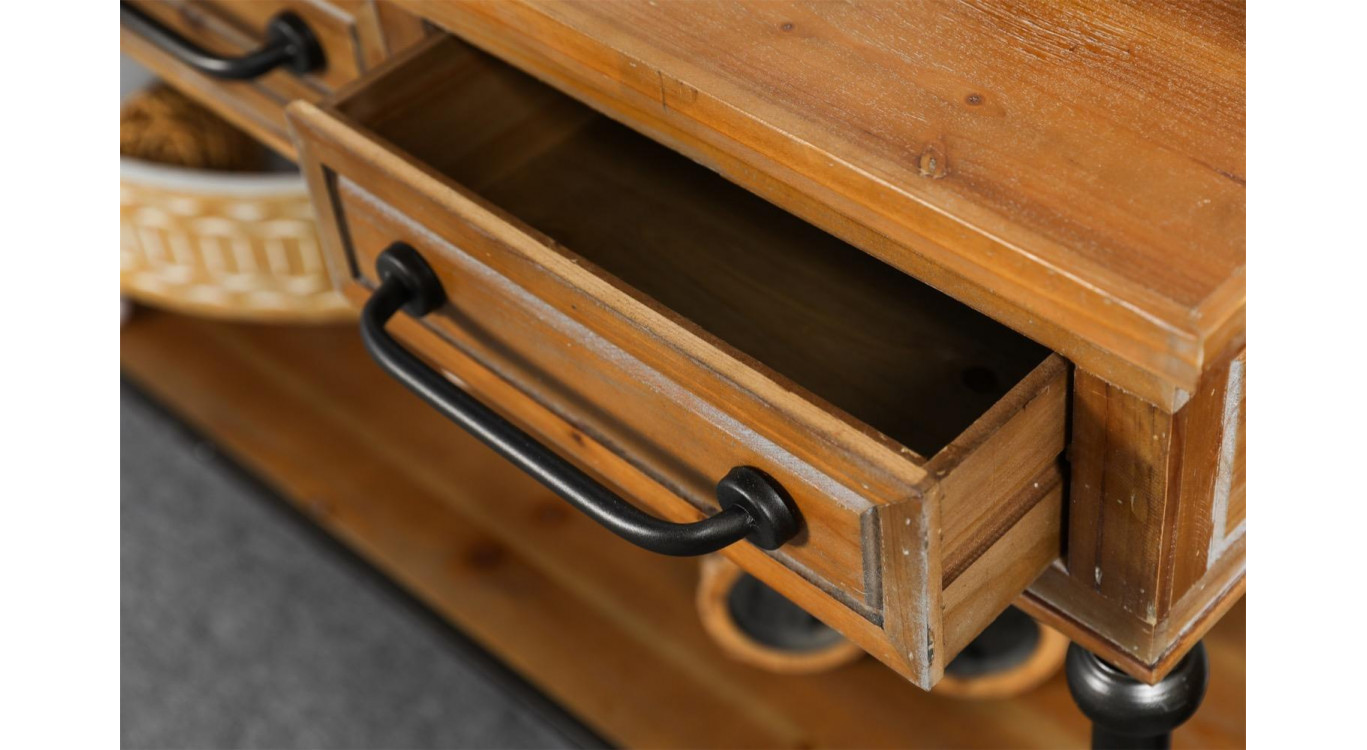 Konsole mit 3 Schubladen Holz, Metall Braun 122x45.5x80.5cm