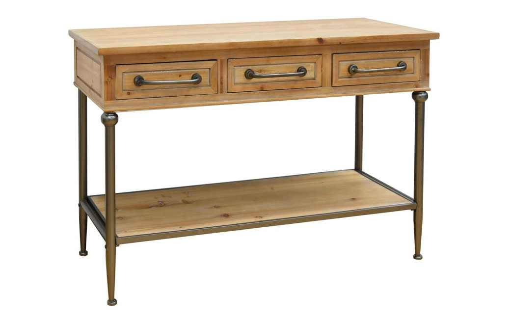 Konsole mit 3 Schubladen Holz, Metall Braun 122x45.5x80.5cm