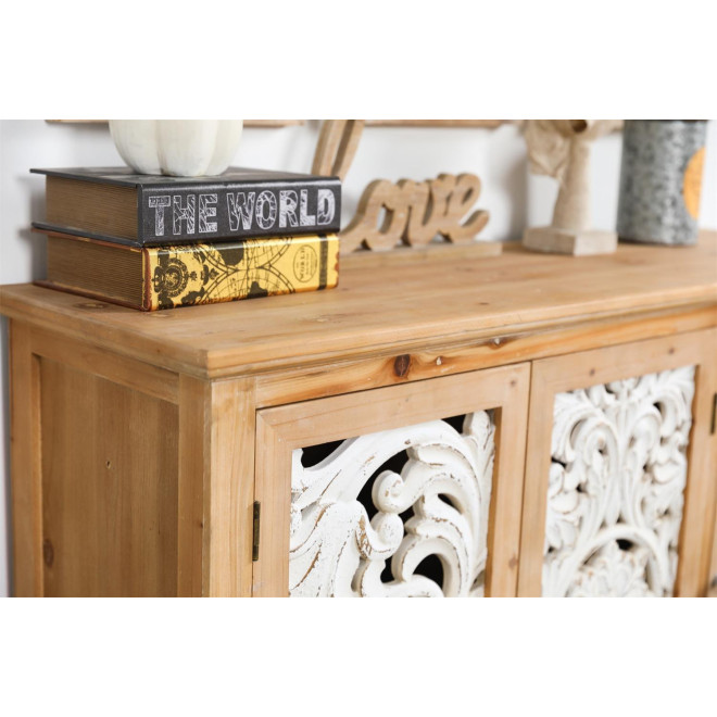Buffet 2 Tiroirs Bois Marron 120x36x106cm