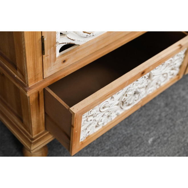 Buffet 2 Tiroirs Bois Marron 120x36x106cm