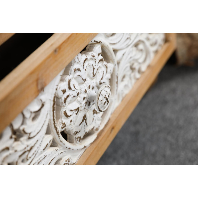 Buffet 2 Tiroirs Bois Marron 120x36x106cm