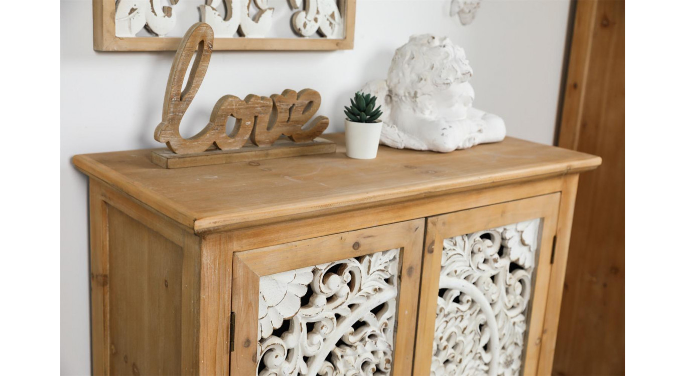 Buffet 1 Tiroir Bois Marron 80x36x101cm