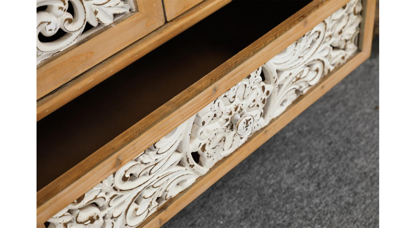 Buffet 1 Tiroir Bois Marron 80x36x101cm