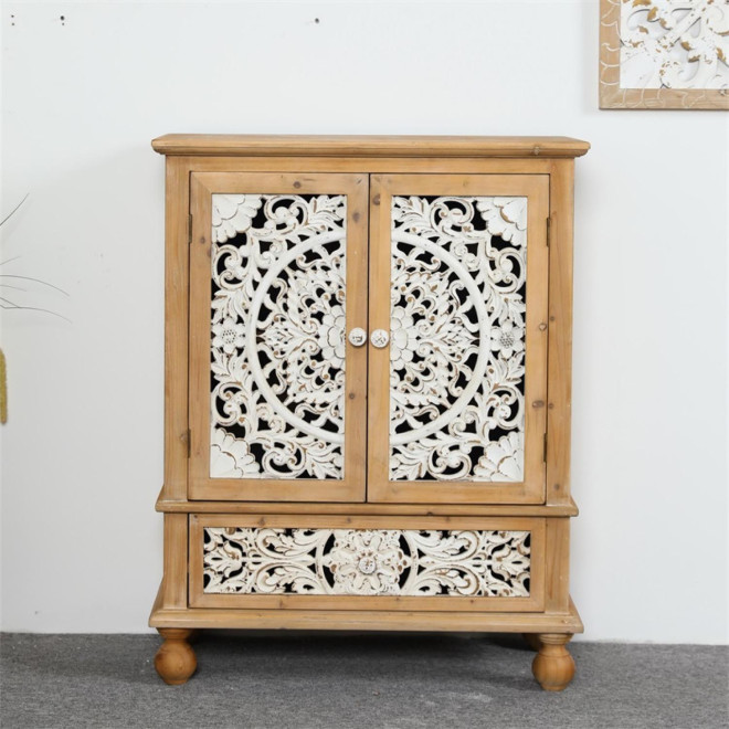 Buffet 1 Tiroir Bois Marron 80x36x101cm